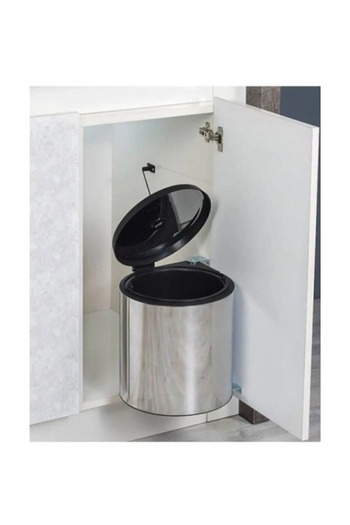Homea In-Cabinet Trash Can Cover-Mounted 11 Liter Trash Can Kitchen Under-Counter Steel Automatic Lid 11 Liter