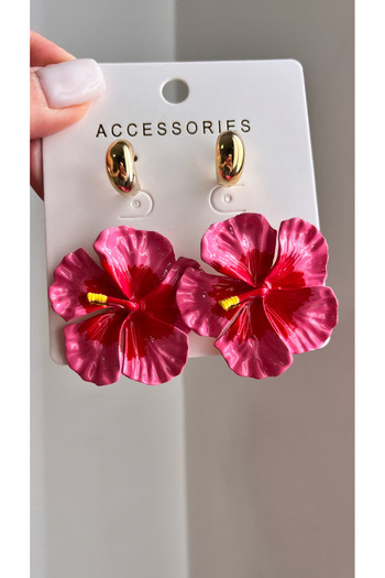 luxyansımalar 2 Large Peobe Flower Earrings and Gold Earrings