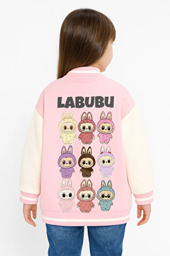 Kidmark Çocuk Modası Girl's Labubu Printed College Jacket