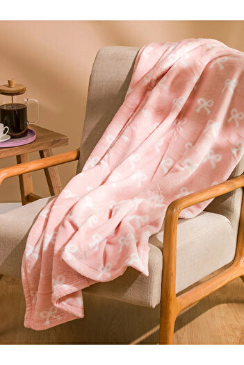 LC Waikiki Lcw Home Pink Bow Printed Tv Blanket 100X150 cm