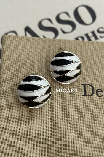 MioArt Women's Zebra Round Pattern Earrings