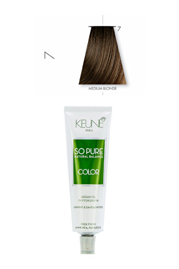 Keune Kion So Pure Color Natural Hair Dye, Ammonia and Paraben Free - No. 7 Medium Blonde