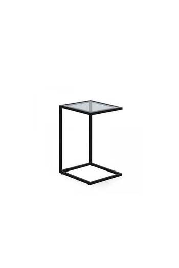 Generic Side Table - Metal and Glass Black - 45×25×63 cm