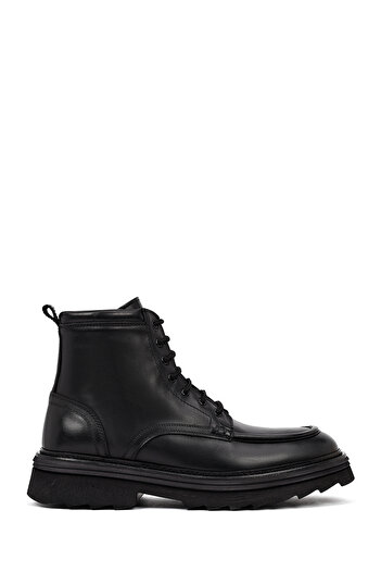 Derimod Men's Black Zippered Thick Soled Leather Boots 25Wfd828318