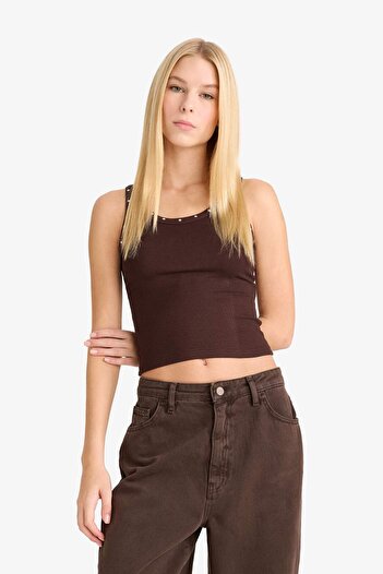 DeFacto Coool Fitted Kare Yaka Fitilli Kaşkorse Atlet G1611AX25AU