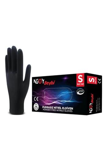 Omnipazar Beybi Njoy Nitrile Black Powder-Free Gloves 100 Pack Small