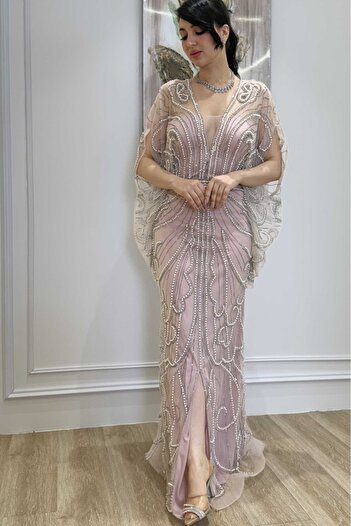 MEZON FASHION Exclusive Dusty Rose Pink Evening Dress