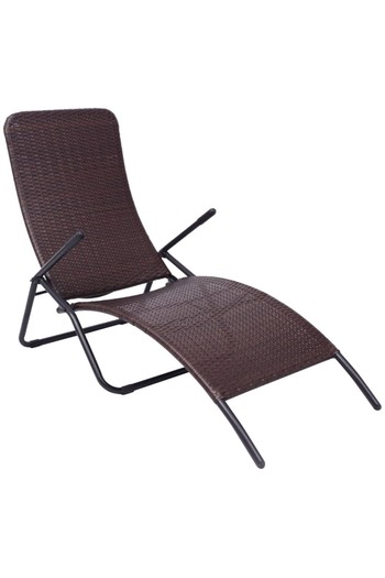 vidaxl Folding Sun Lounger Poly Rattan Brown