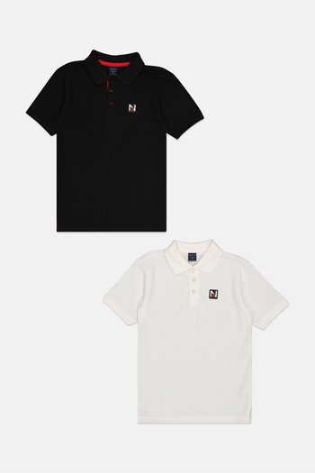 Nautica Kids Boy 2 Pieces Brand Logo Short Sleeve Polo Shirt, Multicolor