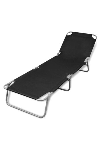vidaxl Folding Sun Lounger Powder-coated Steel Black