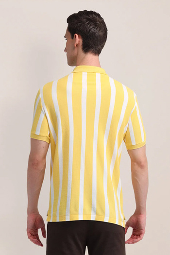 U.S. Polo Assn. Men's Yellow Striped Slim Fit Polo Shirt