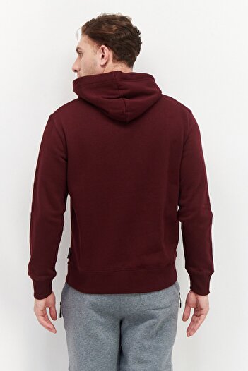 French Connection Men Hooded Brand Logo Long Sleeve Sweatshirts, Maroon