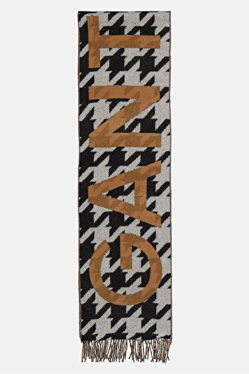Gant Men Brand Logo Scarf 230 x 30 cm, Black/Tan Combo