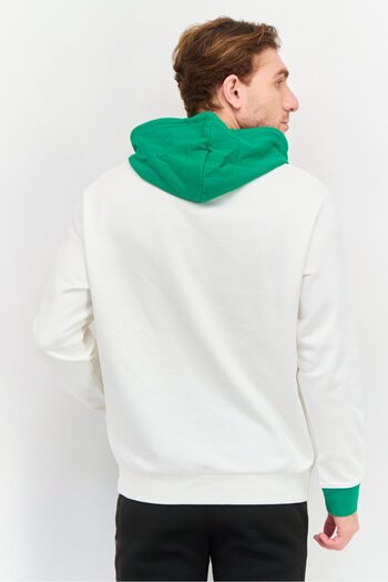 CELIO Men Hood Long Sleeve Colorblock Sweatshirts, White