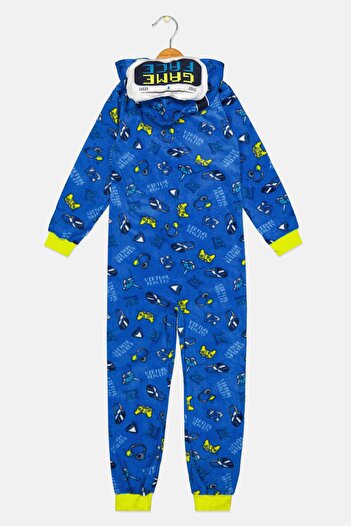 Sleep On It Kids Boy One Pieces Long Sleeve All Over Printed Pajama, Blue