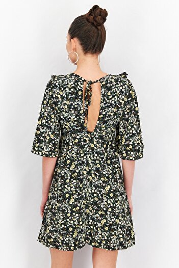 Fashion Union Maternity Floral Mini Dress, Black Meadow