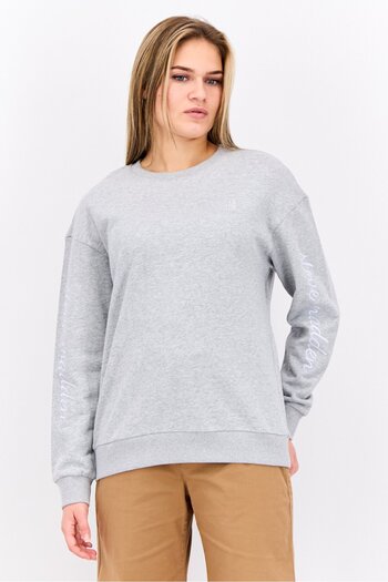 Steve Madden Women Crew Neck Long Sleeve Embroidered Sweatshirt, Grey