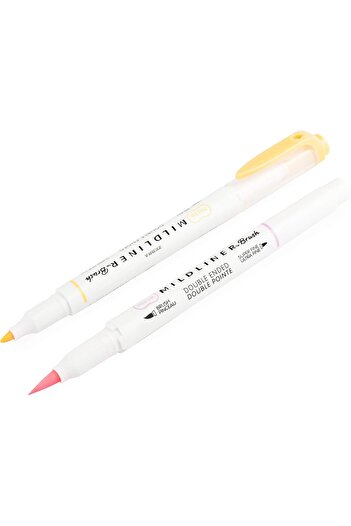Zebra Technologies Zebra Mildliner Brush Highlighter Pen - Brush and Marker Nib - Double Ended - Fluorescent Set of 5 i