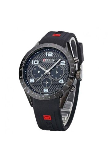 Curren Sports Teen Rubber Band Travel Waterproof Analogue Quartz Black Dial Men's Watch