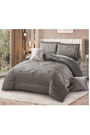 smart home Double-sided winter Comforter (velvet and faux fur) with shiny jacquard patterns –6-piece, 250x230cm
