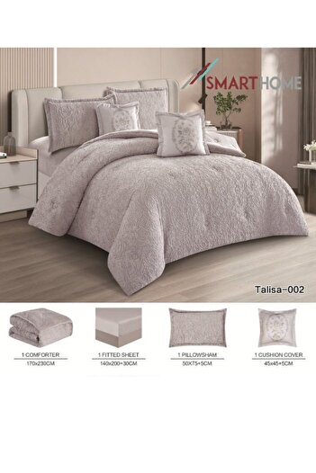 smart home Double-sided winter Comforter (velvet and faux fur) with shiny jacquard patterns –6-piece, 250x230cm