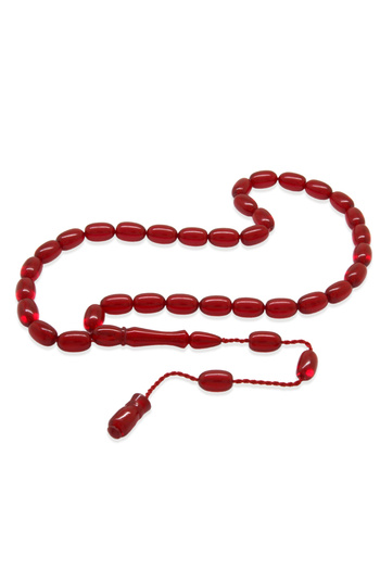 Tesbihane Systematic Special Cut Flag Red Fire Amber Prayer Beads