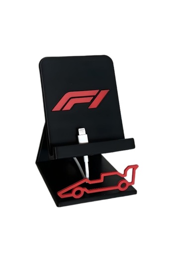 OEM 3D Phone Stand Formula 1 – Printed from PLA, Black-Red, Sport Design, Original Gift