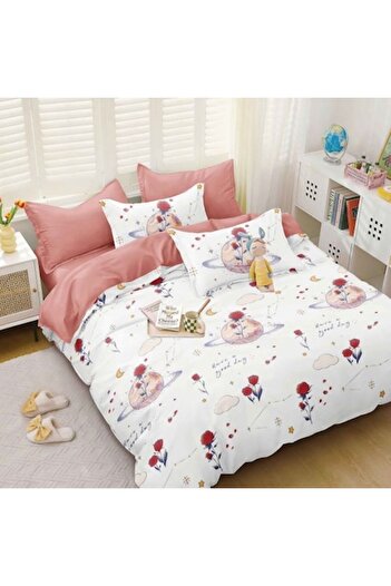 Casa de Vis Double bed sheet set, satin cotton, 220 x 230 cm, 4 pieces, multicolor,