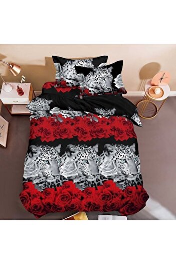 Casa de Vis Set lenjerie de pat, 1 persoana, 150 x 220 cm, bumbac satinat, 4 piese
