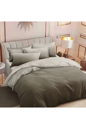 Casa de Vis Set lenjerie de pat dublu, 6 piese, bumbac satinat, 220 x 230 cm, multicolor