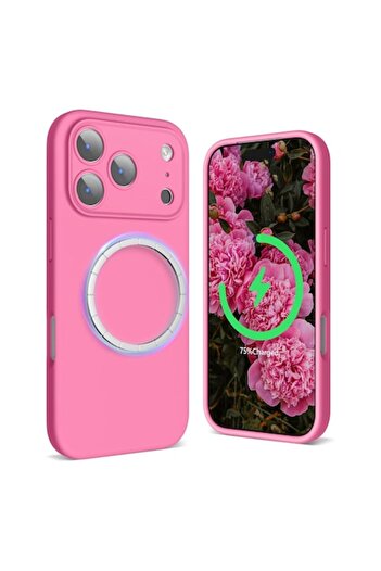 Optim Solution Silicone MagSafe Case with Microfiber for Apple iPhone 17 Pro Max, Hot Pink