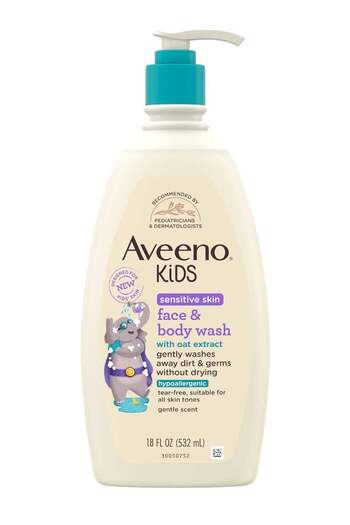 AVEENO Sensitive Skin Face & Body Wash for Kids, Oat Extract, Gentle Dirt and Germ Wash, Tear-Free,