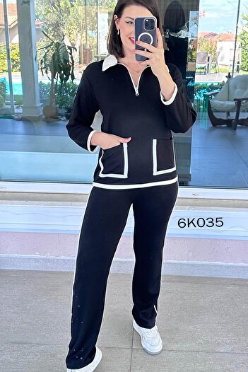 İnce Topuk Modal Suit with Zippered Front Pocket 6K035