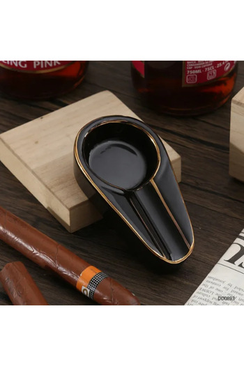 EOL Cigar ashtray, ceramic, black