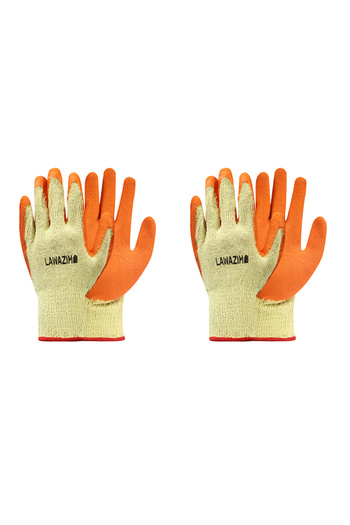 Lawazim Gloves - 2 Pairs 90g - Protective Non-Slip Rubber Grip Knitted Working Gloves