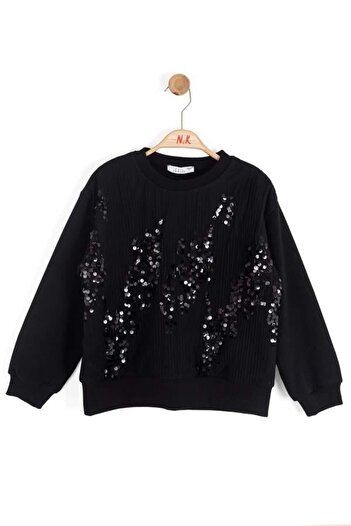 NK Girl's Sequin Sweatshirt 4-8 Years Old Black