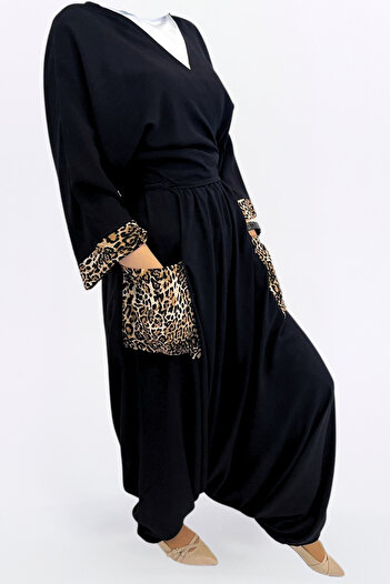 BNZ TEKSTİL Viscose Fabric Authentic Bohemian Shalwar Comfortable Fit Leopard Pocket Authentic Bohemian Style Stylish Women's Shalwar