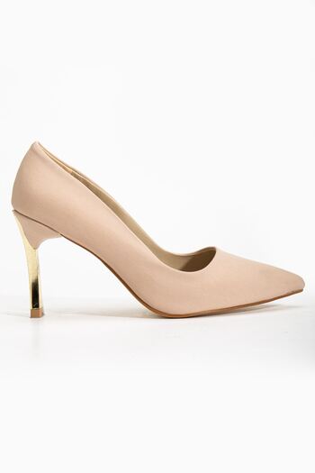 Hayalimdeki Ayakkabı Women's Beige Satin Pointed Toe Thin Heeled Stiletto