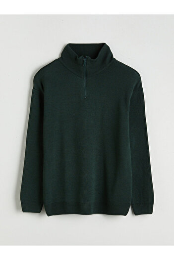 LC Waikiki Green Stand Collar Boys' Knitwear Sweater