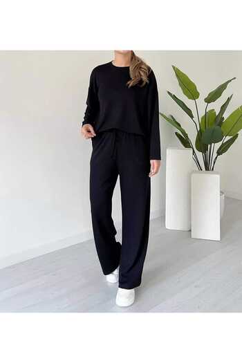 Patreon Long Sleeve Modal Fabric Crew Neck Lycra Comfortable Casual and Stylish Bottom - Top Set Tracksuit Set