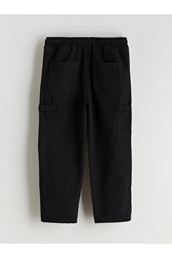 LC Waikiki Black Elastic Waist Gabardine Boys' Trousers