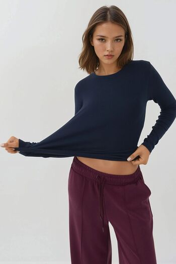 Hiccup Slim Fit Round Neck Long Sleeve Top