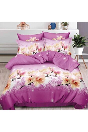 Casa de Vis Set double bed linen, 6 pieces, satin cotton, 220 x 230 cm, multicolor,