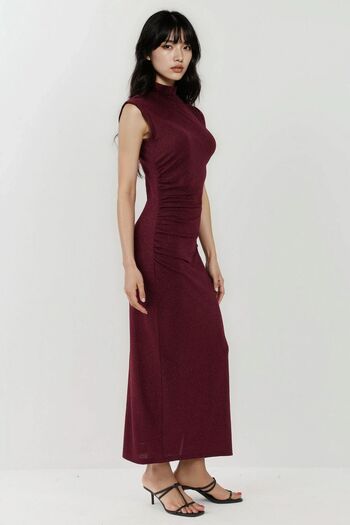 Hiccup Round Neck and Zipper Sleeveless Tight Midi Dress