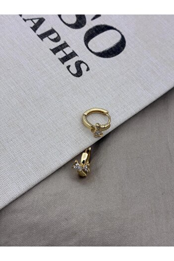 Hedef Bijuteri Xuping Gold Renk Halka Üzeri Kelebek Model Zirkon Taşlı Küpe
