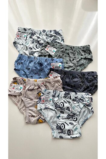 Palal Boys' Patterned Slip Underwear 6-Pack Kids 100% Cotton
