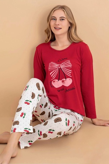 OMODAM Women's Long Sleeve Viscose Fabric Seasonal Pajama Set