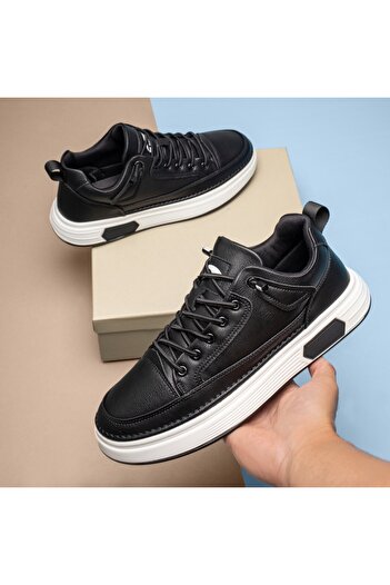 BMoD Black men's casual shoes with elastic laces and a thick sole MOD13942