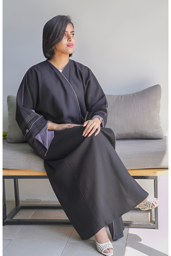 outline Grey lavender abaya
