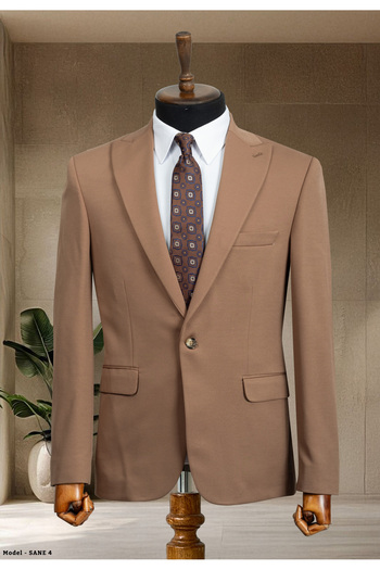 Sergio Menswear Camel İtalyan Stil Slim Fit Erkek Blazer Ceket